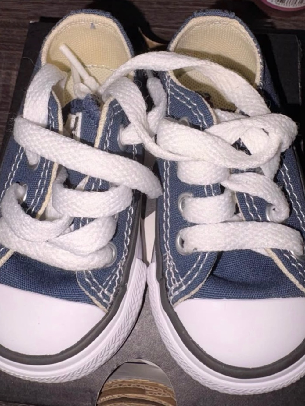 Converse Kids Blue Canvas Lace-Up Sneakers with White Laces